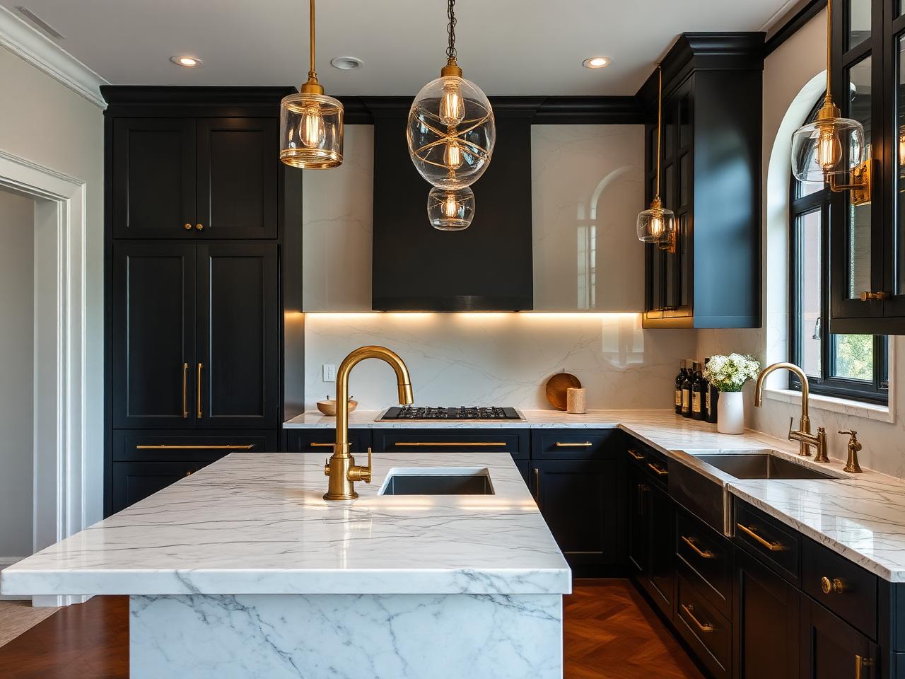 Brass & Marble Kitchen - Renovation in Cantt, Lahore